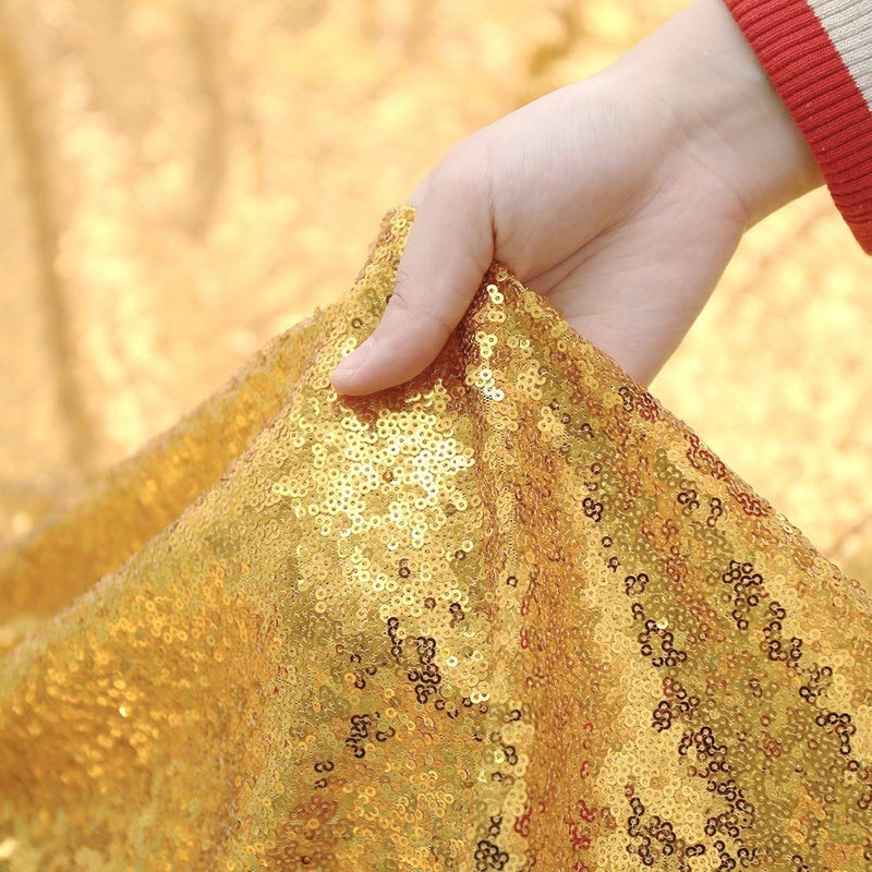 B.Cool B-COOL Gold Sequin Backdrop Curtain 2 Packs 2ftx8ft Gold Curtains for Wedding Party Backdrop Drapes for Birthday Xmas Party Photography Stage Background Decorations - Image 4